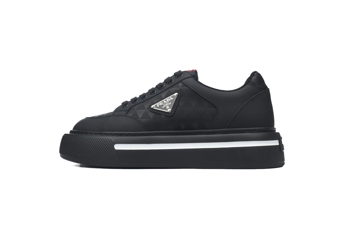 Prada Platform Sneakers Black Plaid