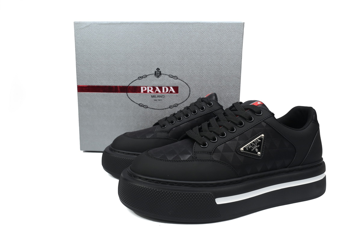 Prada Platform Sneakers Black Plaid