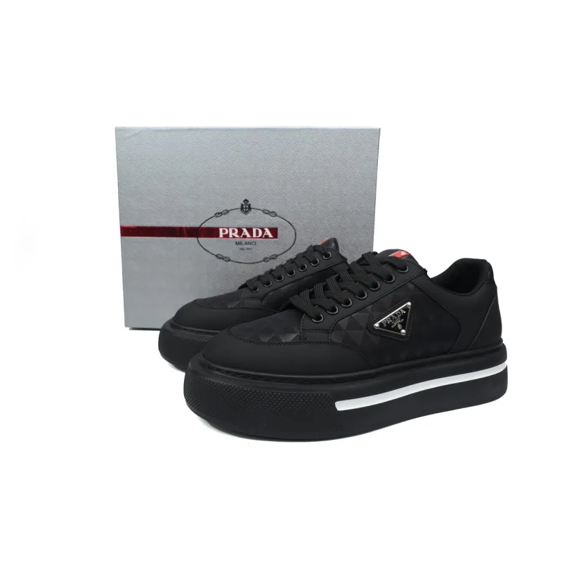 Prada Platform Sneakers Black Plaid