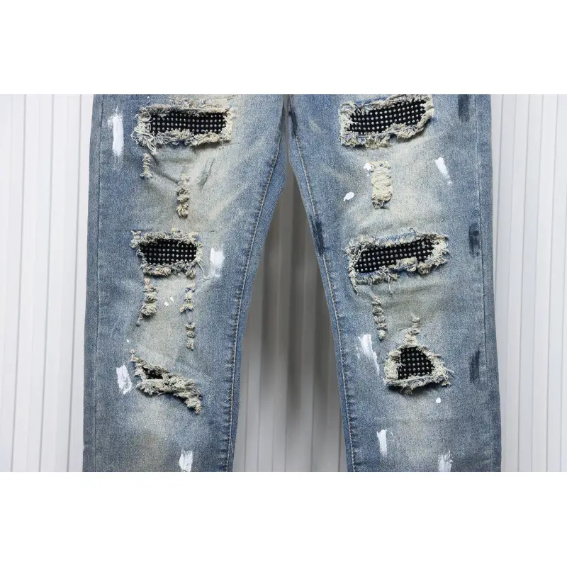 AMIRI Jeans ink-splashed rhinestone