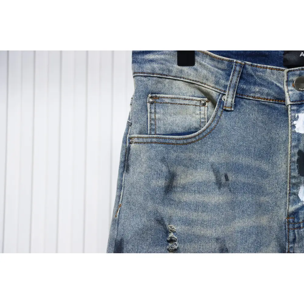 AMIRI Jeans ink-splashed rhinestone