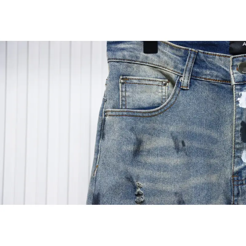 AMIRI Jeans ink-splashed rhinestone