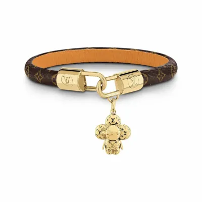 LV sunflower doll pendant leather bracelet 01