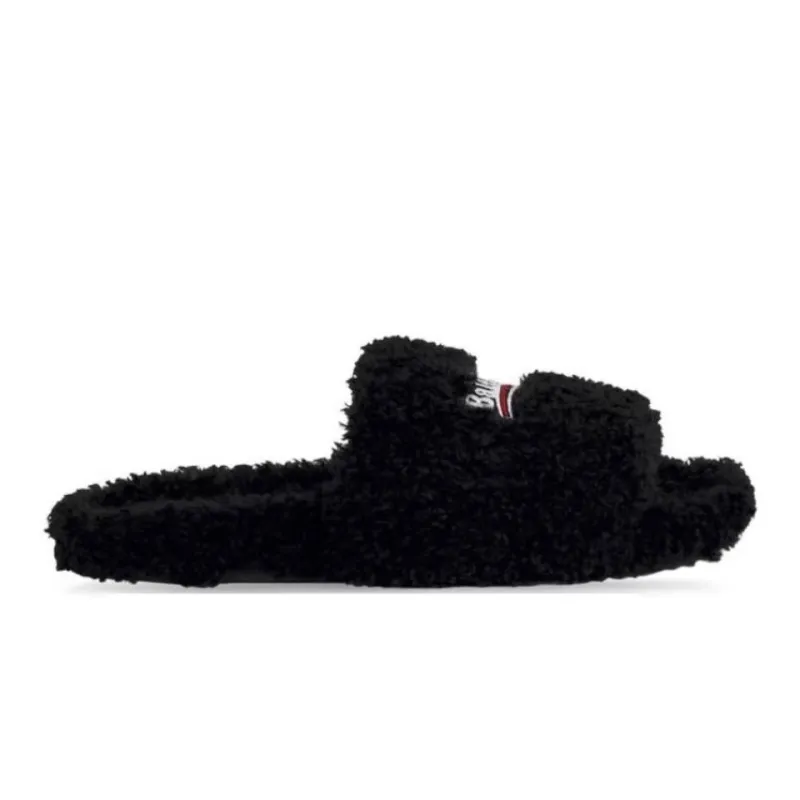 Balenciaga Furry Slide Black 654747W2DO11096