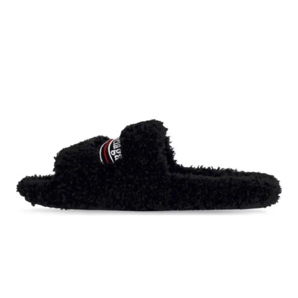 Balenciaga Furry Slide Black 654747W2DO11096