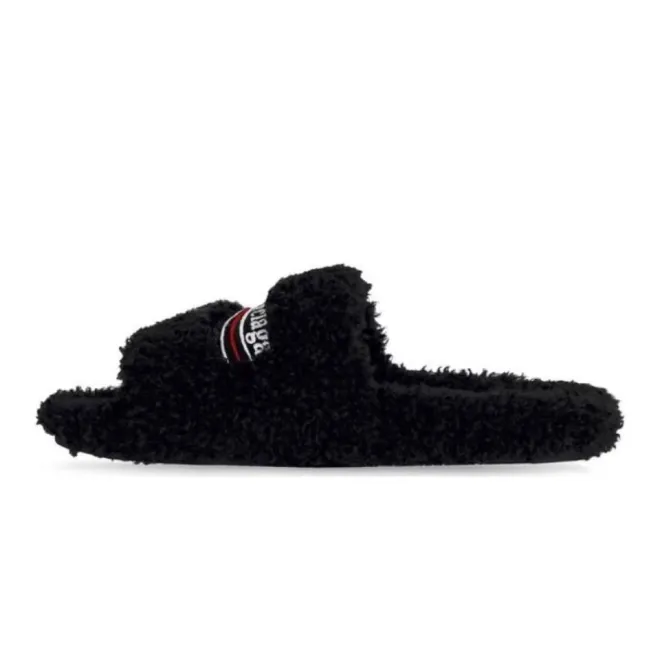 Balenciaga Furry Slide Black 654747W2DO11096