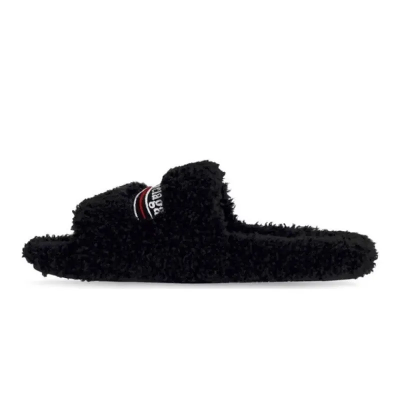 Balenciaga Furry Slide Black 654747W2DO11096