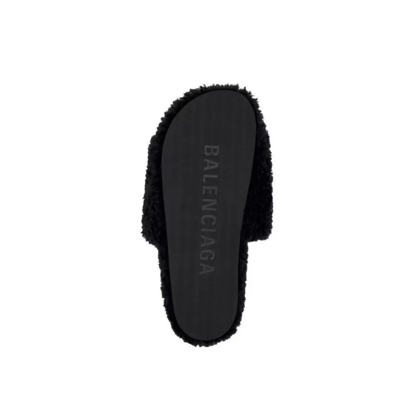 Balenciaga Furry Slide Black 654747W2DO11096