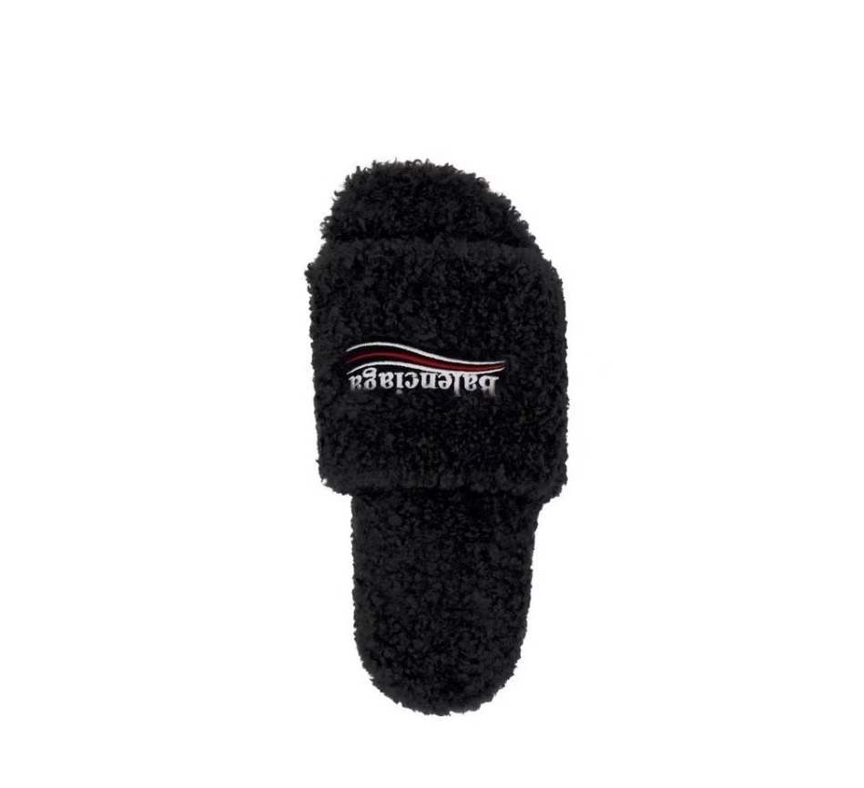 Balenciaga Furry Slide Black 654747W2DO11096