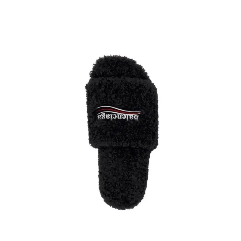 Balenciaga Furry Slide Black 654747W2DO11096