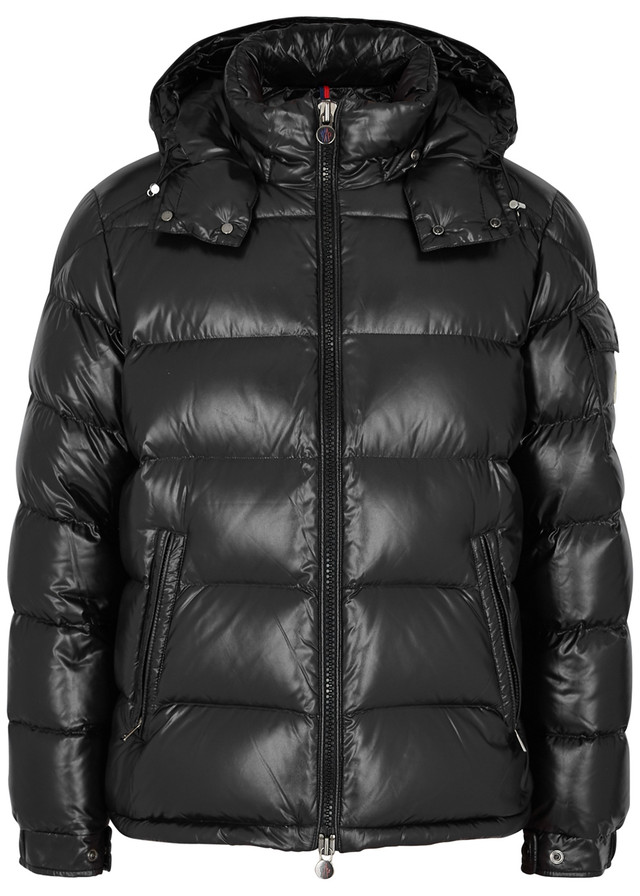  Moncler Maya black hoodedquilted shell jacket