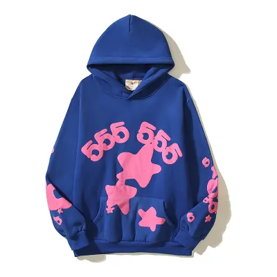 Sp5der Blue  Hoodie 01