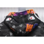 BAPE Shark Head Tiger Head Zipper Camo Double Hoodie Dark Gray