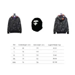  BAPE Shark Head Tiger Head Zipper Camo Double Hoodie Dark Gray