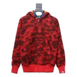  BAPE Shark's Head Tiger's Head Zipper Camo Double Hoodie Red