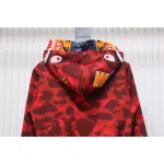  BAPE Shark's Head Tiger's Head Zipper Camo Double Hoodie Red