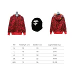  BAPE Shark's Head Tiger's Head Zipper Camo Double Hoodie Red