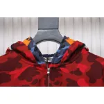  BAPE Shark's Head Tiger's Head Zipper Camo Double Hoodie Red