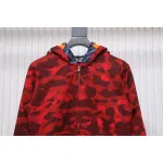  BAPE Shark's Head Tiger's Head Zipper Camo Double Hoodie Red
