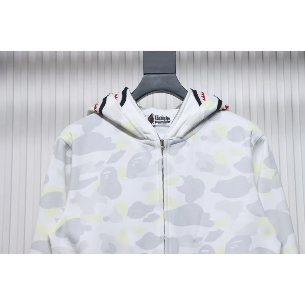  BAPE Shark's Head Tiger's Head Zipper Luminous Camouflage Double Hoodie