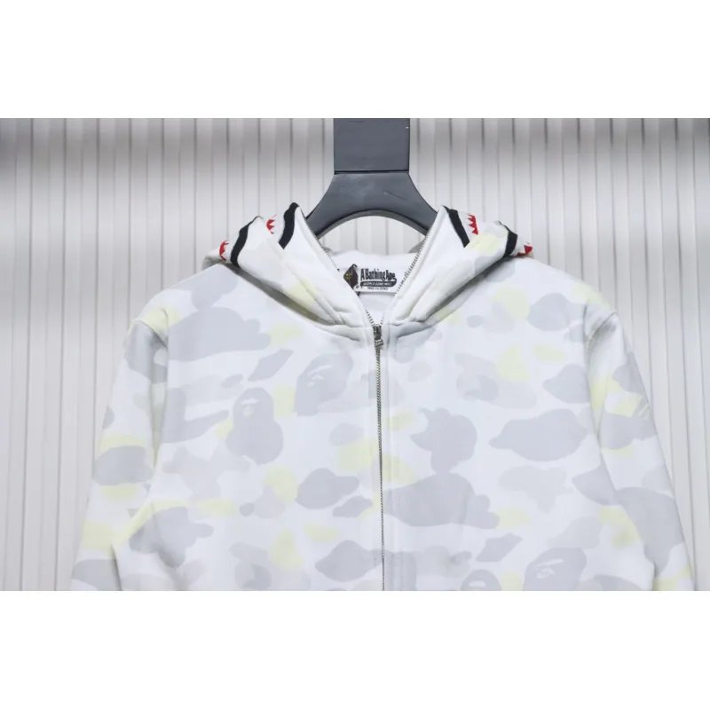  BAPE Shark's Head Tiger's Head Zipper Luminous Camouflage Double Hoodie
