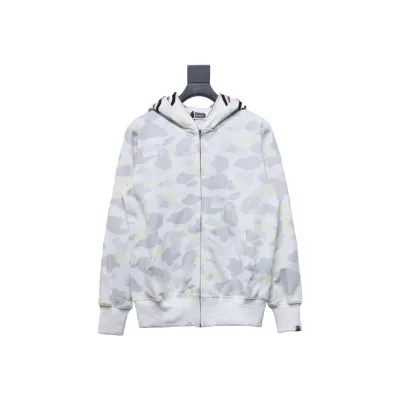  BAPE Shark's Head Tiger's Head Zipper Luminous Camouflage Double Hoodie 01