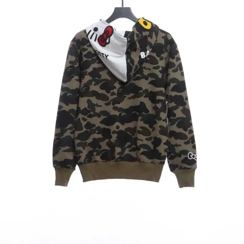 BAPE co-branded hell kitty camouflage zipper hoodie Green