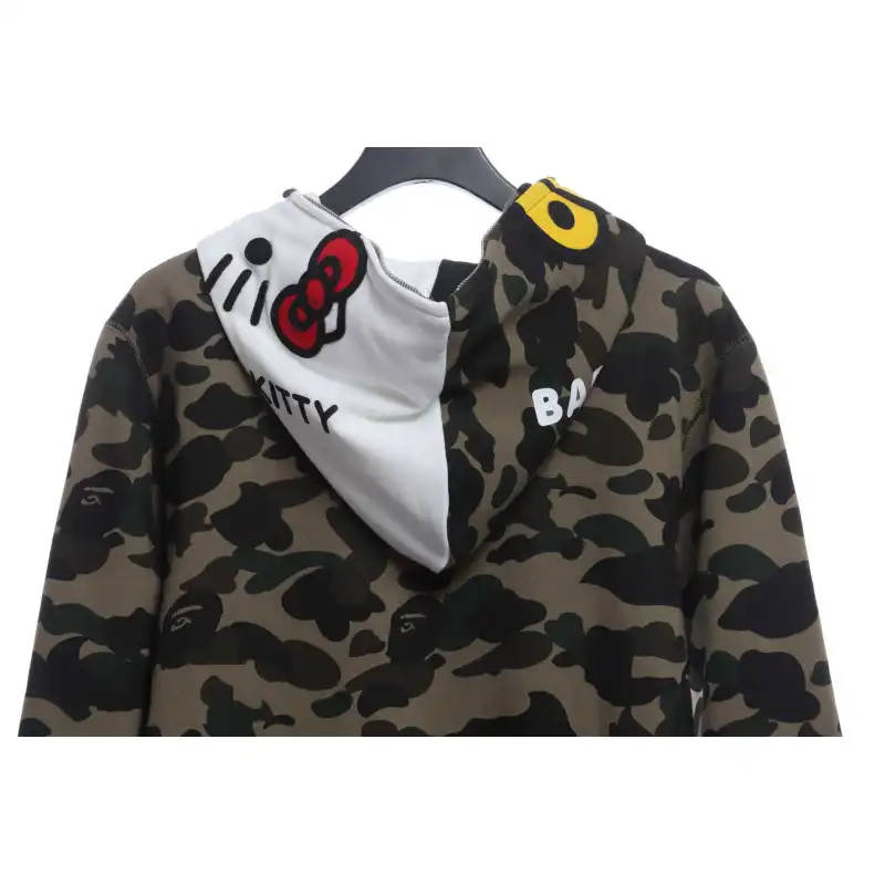 BAPE co-branded hell kitty camouflage zipper hoodie Green
