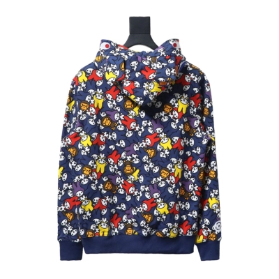 BAPE Full Print Melody Shark Head Tiger Head Zipper Double Hooded Hoodie 02