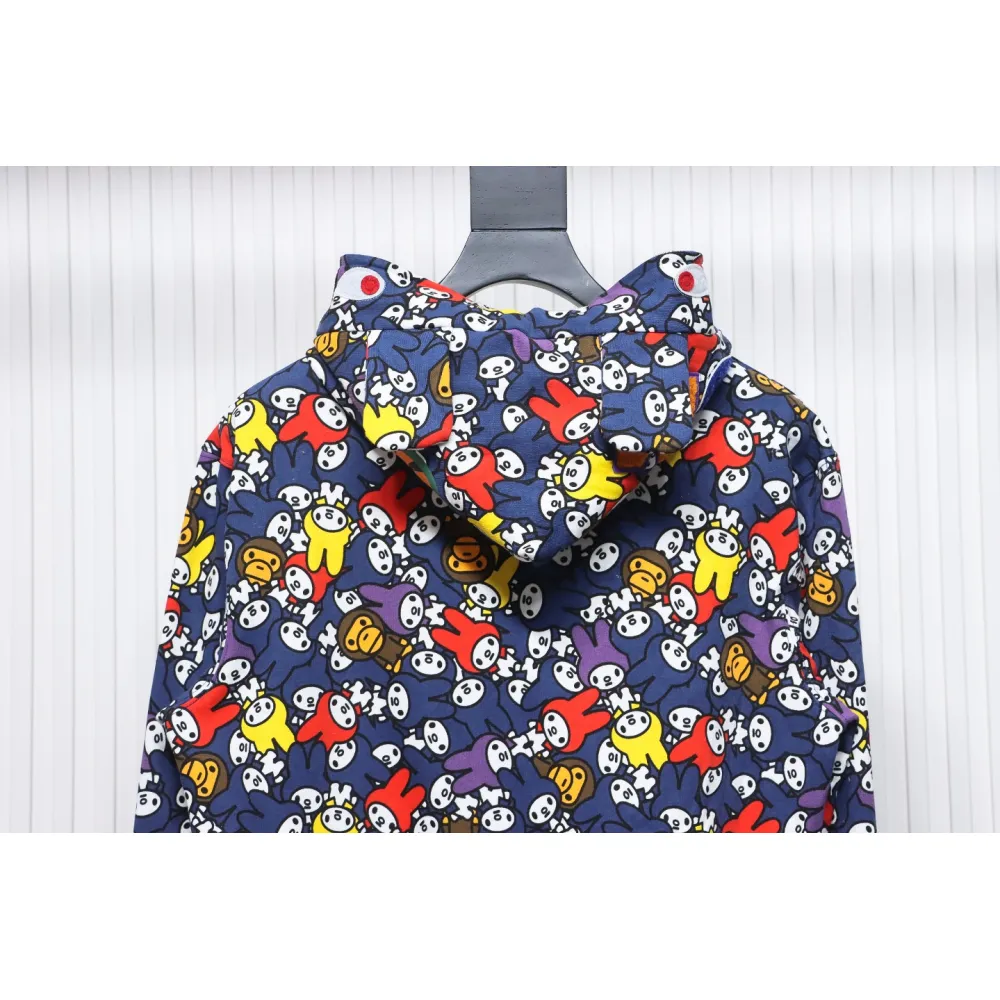 BAPE Full Print Melody Shark Head Tiger Head Zipper Double Hooded Hoodie
