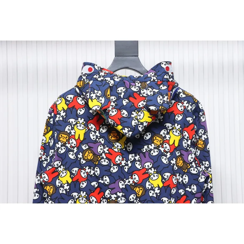 BAPE Full Print Melody Shark Head Tiger Head Zipper Double Hooded Hoodie