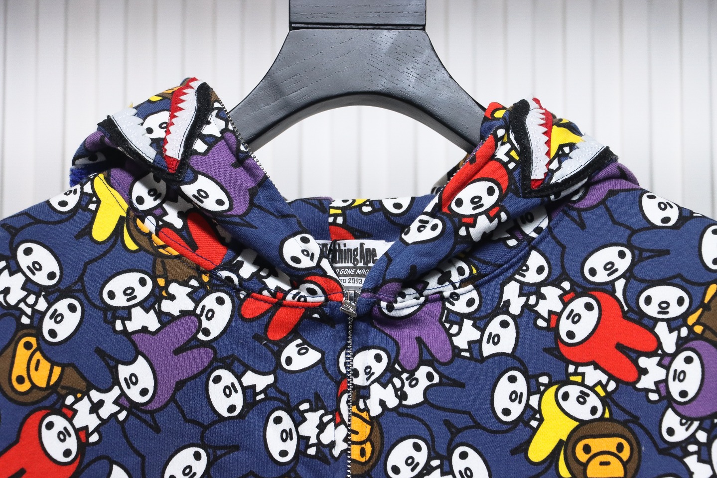 BAPE Full Print Melody Shark Head Tiger Head Zipper Double Hooded Hoodie