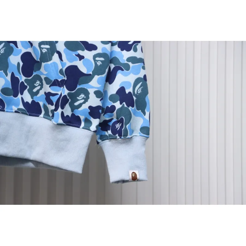 BAPE Shark's Head Tiger's Head Zipper Camo Double Hoodie Blue