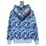 BAPE Shark's Head Tiger's Head Zipper Camo Double Hoodie Blue
