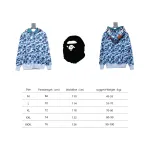 BAPE Shark's Head Tiger's Head Zipper Camo Double Hoodie Blue