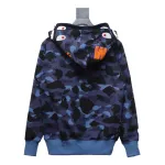 BAPE Shark's Head Tiger's Head Zipper Camo Double Hoodie Dark Blue