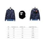 BAPE Shark's Head Tiger's Head Zipper Camo Double Hoodie Dark Blue