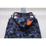 BAPE Shark's Head Tiger's Head Zipper Camo Double Hoodie Dark Blue