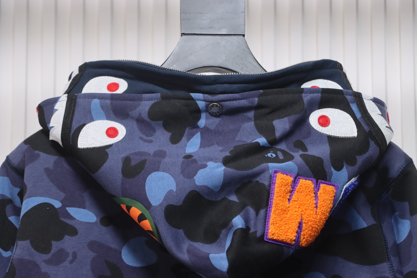 BAPE Shark's Head Tiger's Head Zipper Camo Double Hoodie Dark Blue