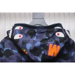 BAPE Shark's Head Tiger's Head Zipper Camo Double Hoodie Dark Blue