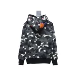 BAPE Shark's Head Tiger's Head Zipper Luminous Camo Double Hoodie Gray Black