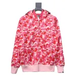 BAPE Shark's Head Tiger Zipper Camo Double Hoodie Pink