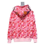 BAPE Shark's Head Tiger Zipper Camo Double Hoodie Pink
