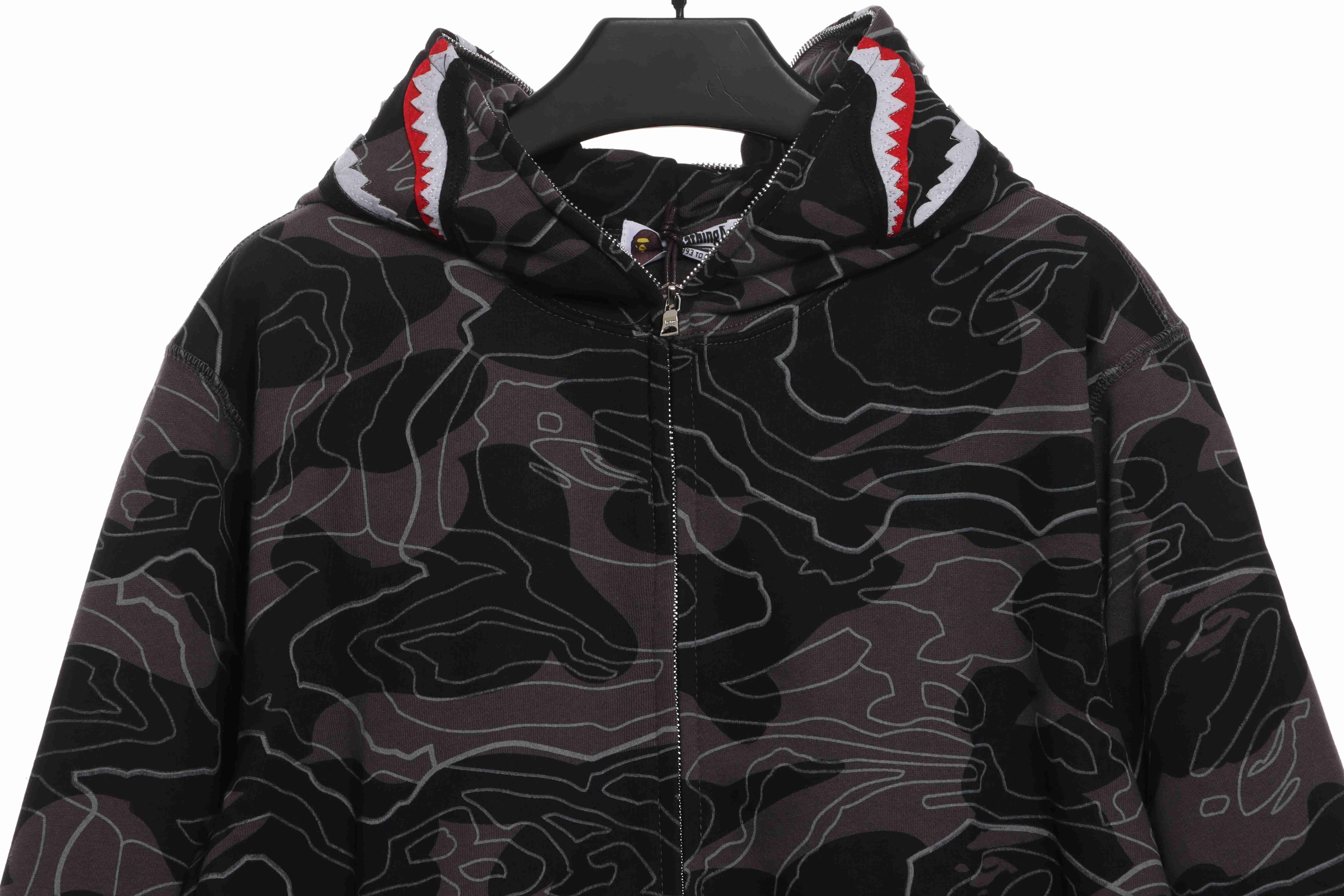 BAPE Overlay Camouflage Shark Zip Hoodie