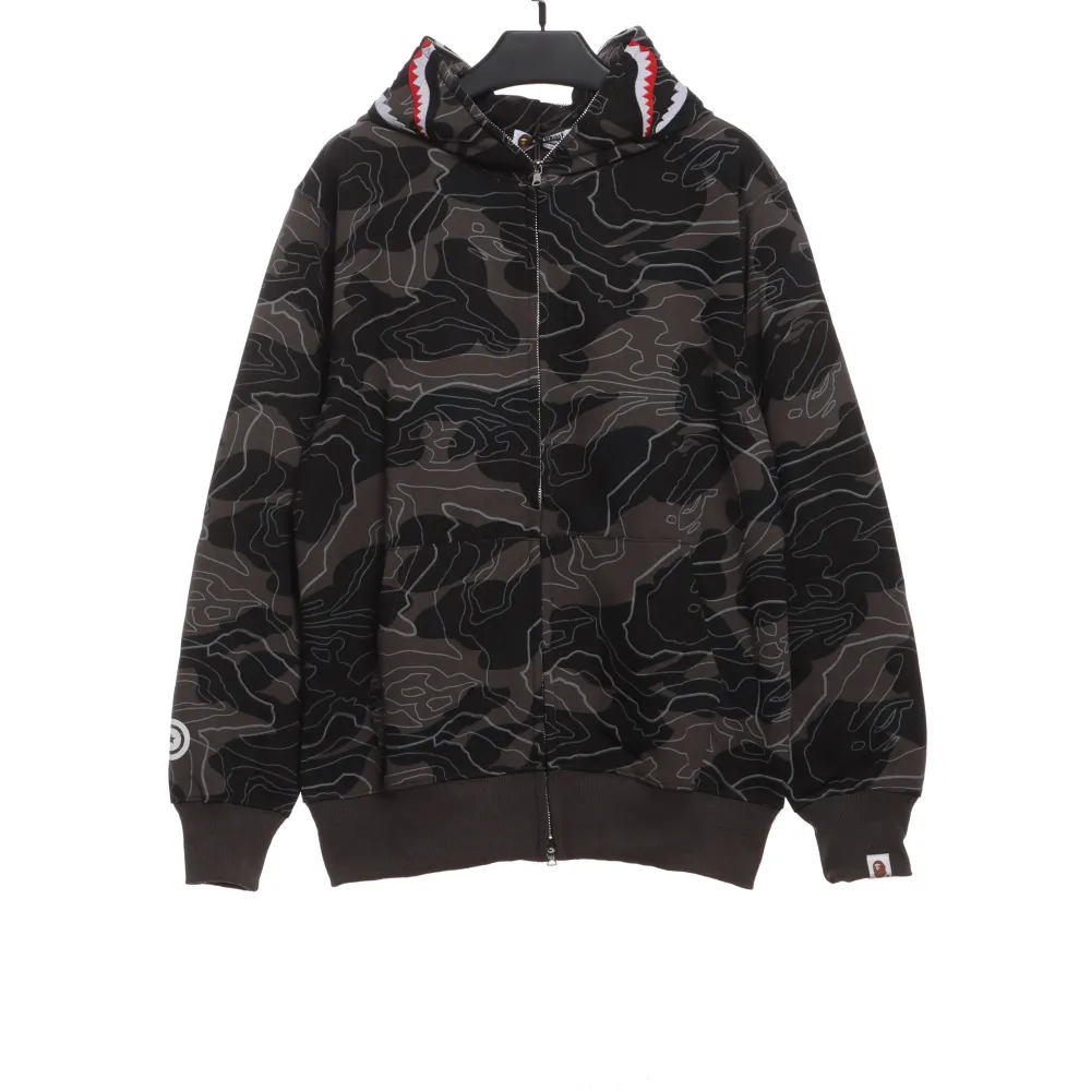 BAPE Overlay Camouflage Shark Zip Hoodie