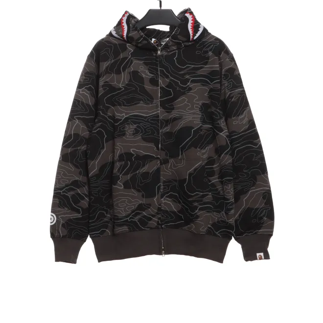 BAPE Overlay Camouflage Shark Zip Hoodie