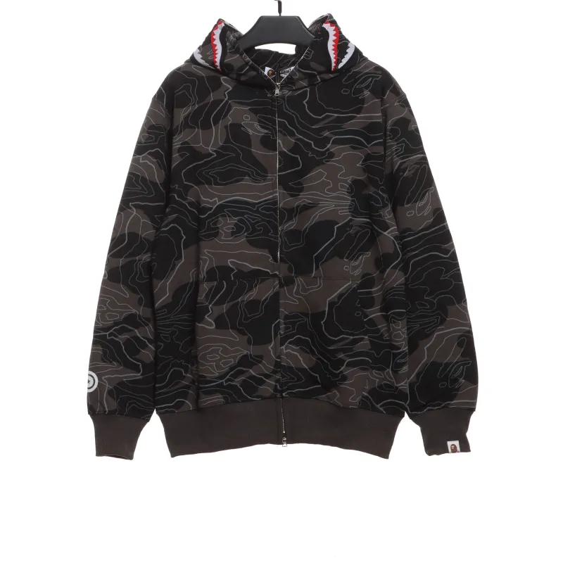 BAPE Overlay Camouflage Shark Zip Hoodie