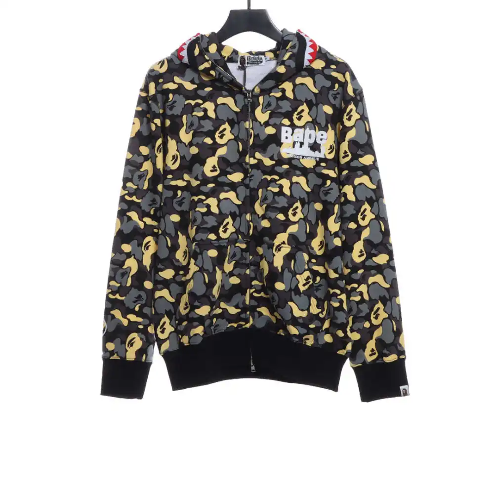 BAPE shark camouflage zip-up hoodie