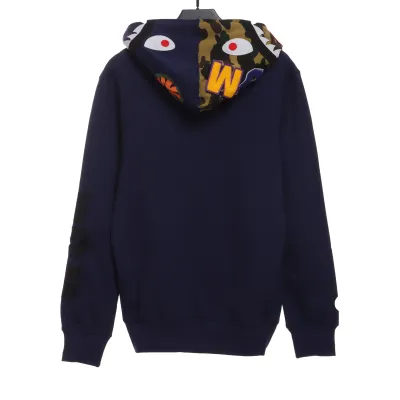 BAPE solid color patchwork camouflage shark hoodie 02
