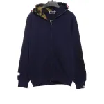 BAPE solid color patchwork camouflage shark hoodie